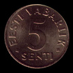 Estónia, 5 senti, reverso; tipo 1991–1995; Bronze de alumínio e níquel