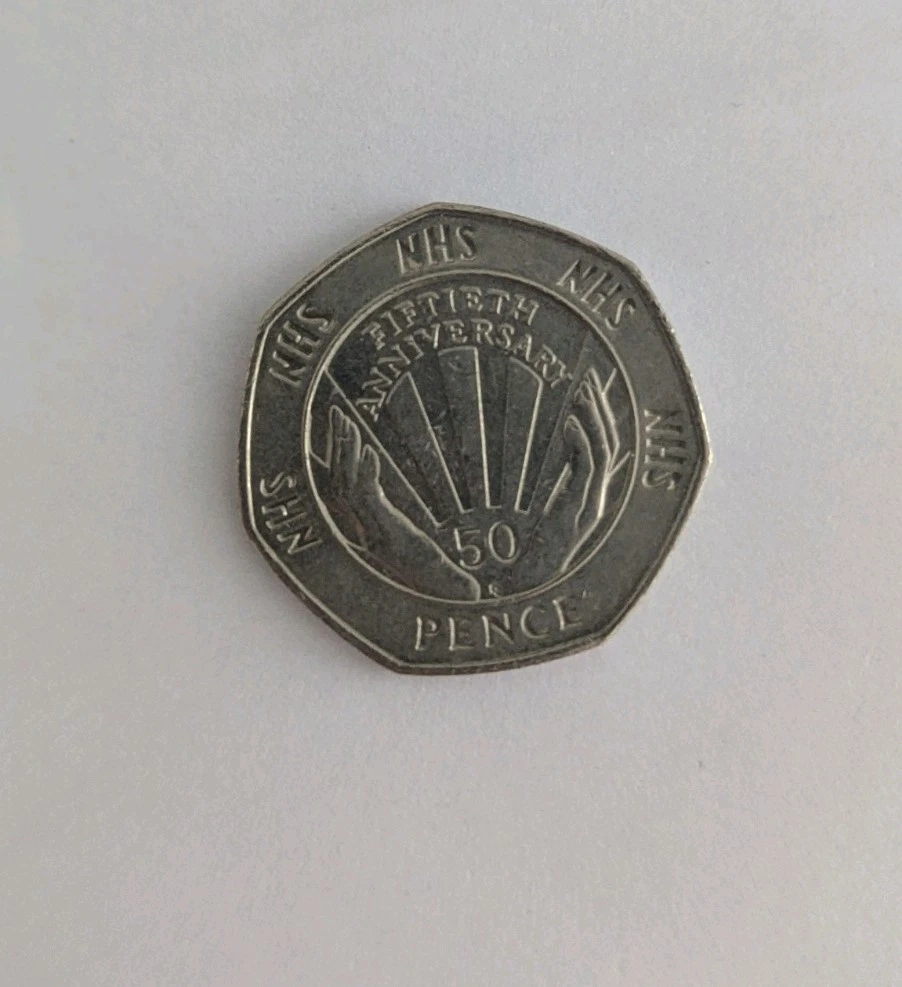Regno Unito — 50 pence · NHS 50th Anniversary — rovescio
