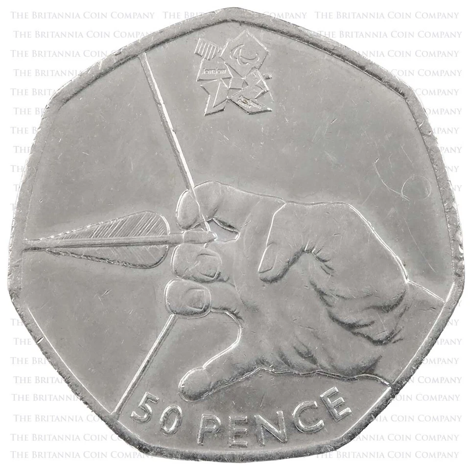 Regno Unito — 50 pence · Archery — rovescio