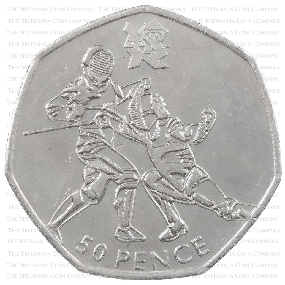 Regno Unito — 50 pence · Fencing — rovescio