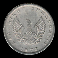 Grèce, 20 lepta, avers; type 1973; Régime des colonels; exemplaire 1973