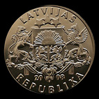 Letónia, 1 lats, anverso; tipo 1992–2008; Cuproníquel