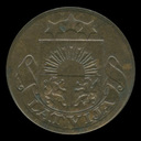 Letónia, 2 santimi, anverso; tipo 1922–1932; Bronze