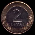2 litas — Reverso