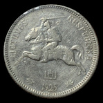 Lituânia, 2 litu, anverso; tipo 1925; Prata 0.500