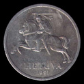 Lituânia, 1 centas, anverso; tipo 1991; Alumínio