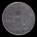 Lituania, 1 centas, rovescio; tipo 1991; Alluminio