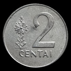 Lituania, 2 centai, rovescio; tipo 1991; Alluminio