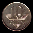 Lituania, 10 centų, rovescio; tipo 1997–2014; Ottone al nichel