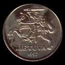 Lituania, 20 centų, dritto; tipo 1997–2014; Ottone al nichel