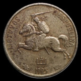 Lituania, 50 centų, dritto; tipo 1925; Bronzo di alluminio