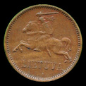 Lituânia, 2 centai, anverso; tipo 1936; Bronze