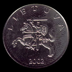 Lituania, 1 litas, dritto; tipo 1998–2014; Cupronichel