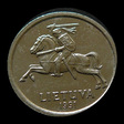 Lituânia, 1 litas, anverso; tipo 1991; Cuproníquel