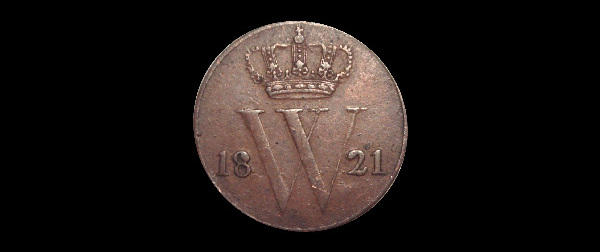 ½ centesimo, Più regni, dritto; tipo 1818–1837; 1841–1847; 1850–1877; esemplare 1821; esemplare rappresentativo del gruppo, non di tutte le varianti