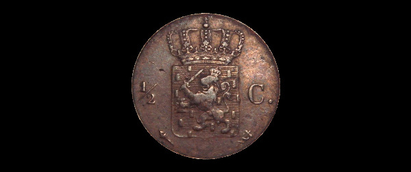 ½ centesimo, Più regni, rovescio; tipo 1818–1837; 1841–1847; 1850–1877; esemplare 1821; esemplare rappresentativo del gruppo, non di tutte le varianti