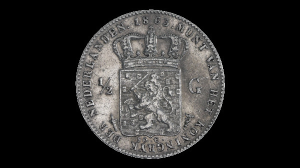 ½ fiorino, Guglielmo III, rovescio; tipo 1850–1868; esemplare 1863