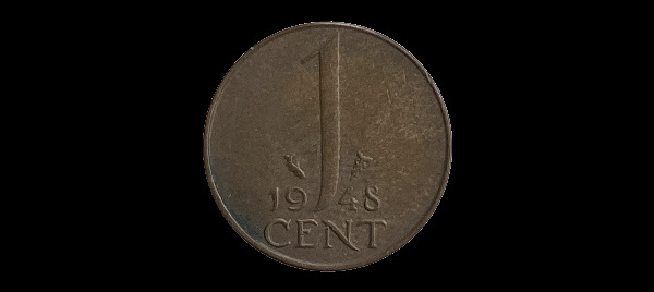 1 centesimo, Guglielmina, rovescio; tipo 1948; esemplare 1948
