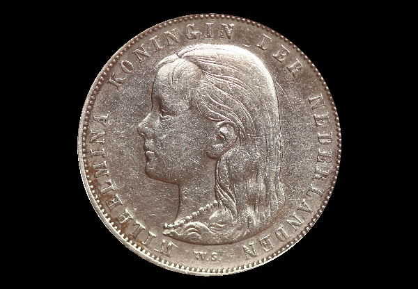 1 fiorino, Guglielmina, dritto; tipo 1892–1897; esemplare 1892