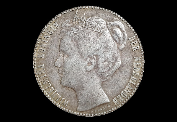 1 fiorino, Guglielmina, dritto; tipo 1898–1909; esemplare 1901