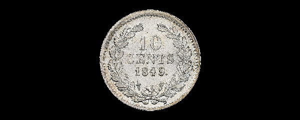 10 centesimi, Guglielmo II, rovescio; tipo 1848–1849; esemplare 1849