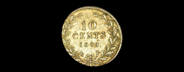 10 centesimi, Guglielmina, rovescio; tipo 1903; esemplare 1903