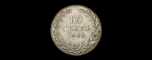 10 centesimi, Guglielmina, rovescio; tipo 1904–1906; esemplare 1906