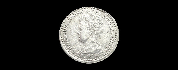 10 centesimi, Guglielmina, dritto; tipo 1910–1925; esemplare 1918