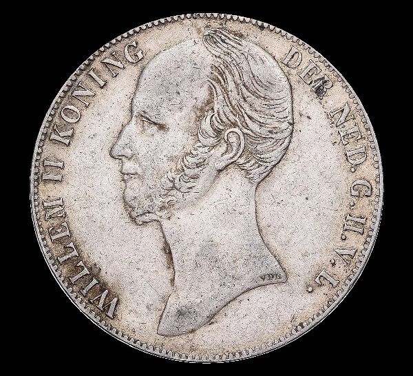 2½ fiorini, Guglielmo II, dritto; tipo 1841–1849; esemplare 1845