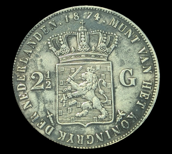 2½ fiorini, Guglielmo III, rovescio; tipo 1849–1874; esemplare 1874