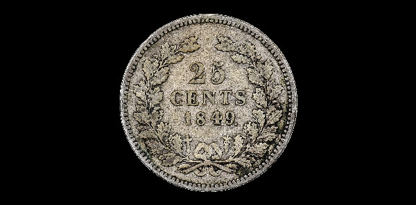 25 centesimi, Guglielmo II, rovescio; tipo 1848–1849; esemplare 1849