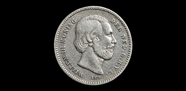 25 centesimi, Guglielmo III, dritto; tipo 1849–1890; esemplare 1890