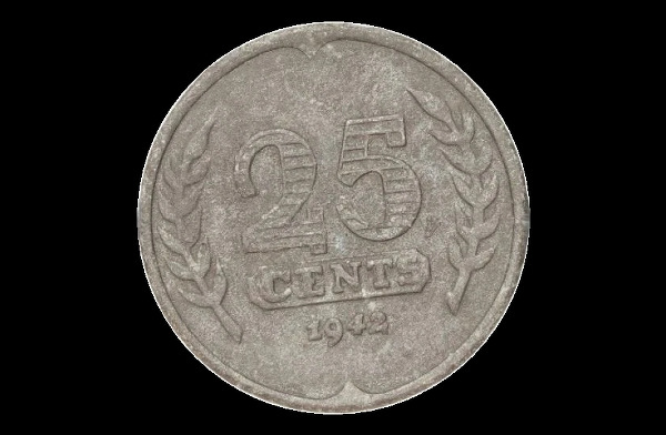 25 centesimi, Occupazione tedesca, rovescio; tipo 1941–1943; esemplare 1942