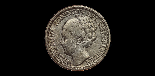 25 centesimi, Guglielmina, dritto; tipo 1926–1945; esemplare 1944