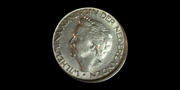 25 centesimi, Guglielmina, dritto; tipo 1948; esemplare 1948