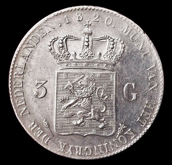 3 fiorini, Guglielmo I, rovescio; tipo 1817–1832; esemplare 1820