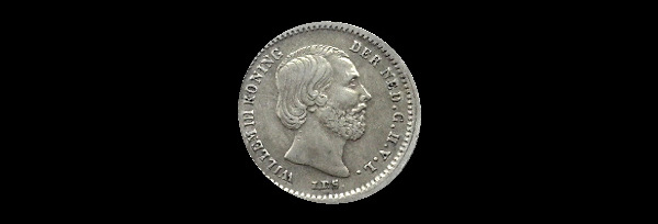 5 centesimi, Guglielmo III, dritto; tipo 1850–1887; esemplare 1850
