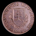 Slovaquie, 20 halierov, avers; type 1940–1942; Bronze