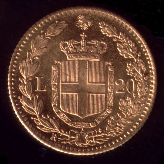 Rovescio — 20 lire 1879-1897