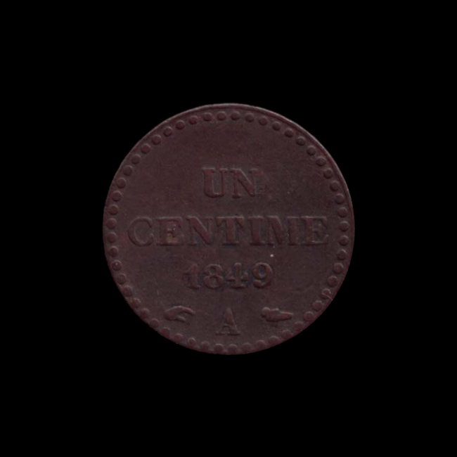 France — Deuxième République — 1 centime Dupré — calendrier grégorien — 1848 — 1851 — revers