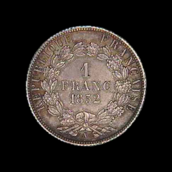 France — Deuxième République — 1 franc Louis-Napoléon — 1852 — 1852 — revers
