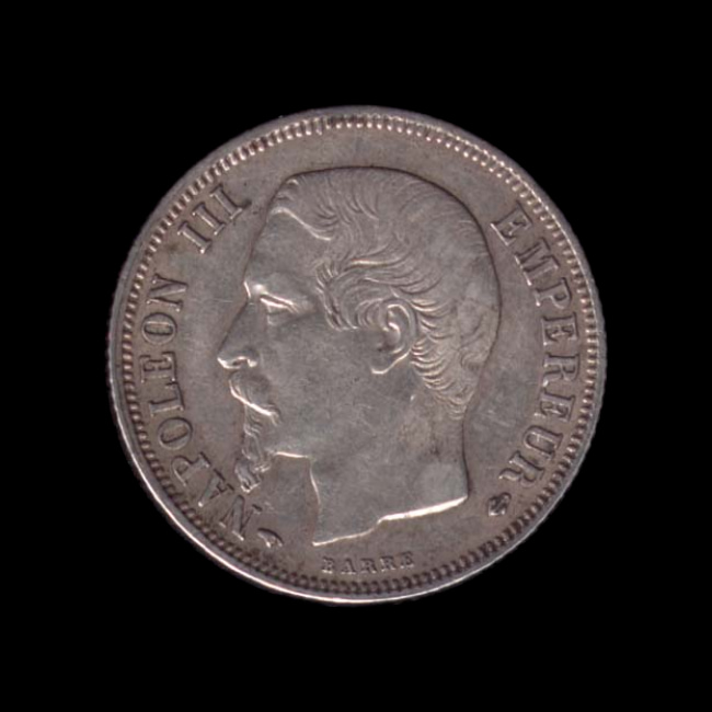 France — Second Empire — 1 franc Napoléon III — tête nue — 1853 — 1863 — avers
