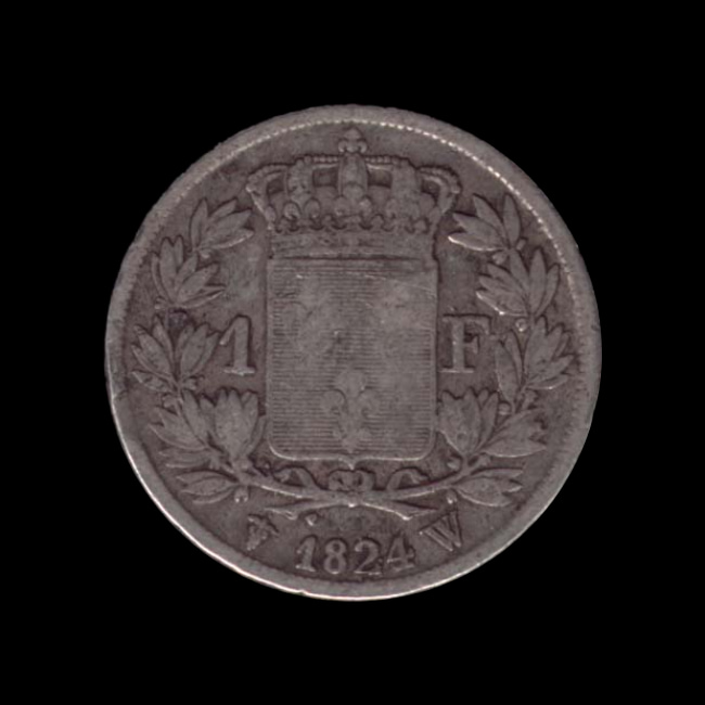 France — Louis XVIII — 1 franc Michaut — buste nu — 1816 — 1824 — revers