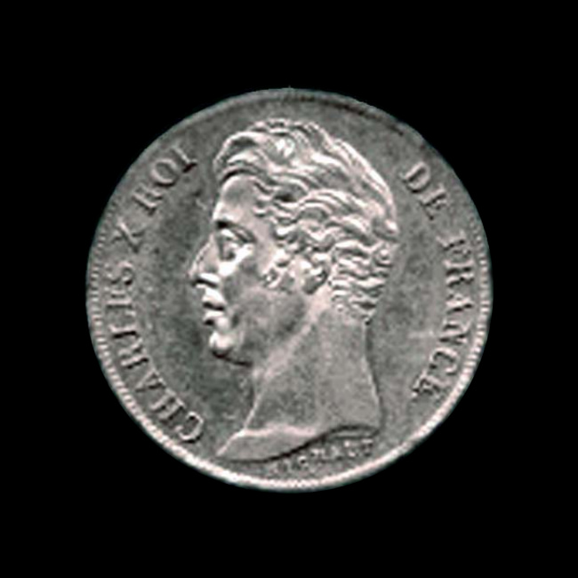 France — Charles X — 1 franc Michaut — tête nue — 1824 — 1830 — avers