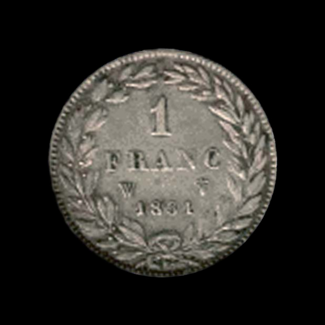 France — Louis Philippe I — 1 franc Tiolier — tête laurée — 1831 — 1831 — revers