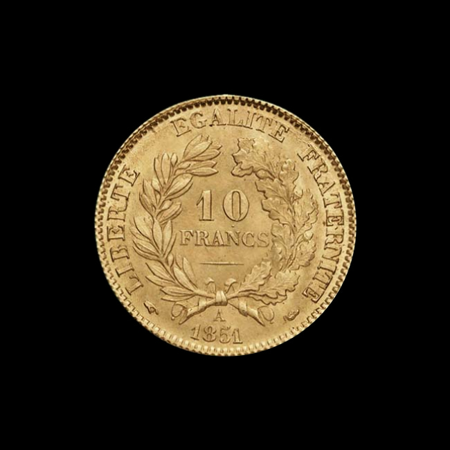 France — 10 Francs — Or — 1850–1851 — Deuxième République — revers