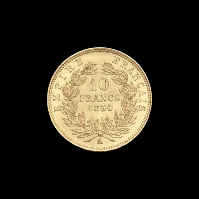 France — 10 Francs — Or — 1854–1855 — Second Empire — revers