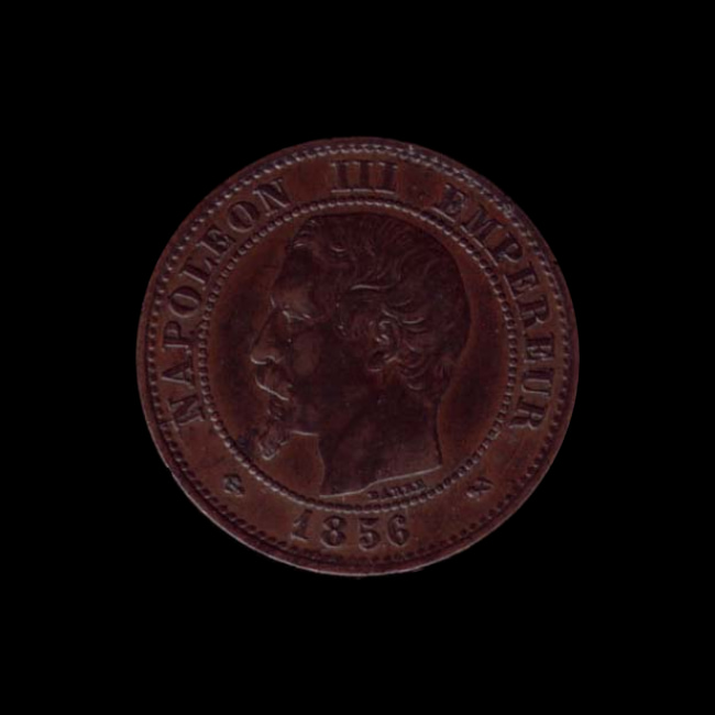 France — Second Empire — 2 centimes Napoléon III — tête nue — 1853 — 1857 — avers