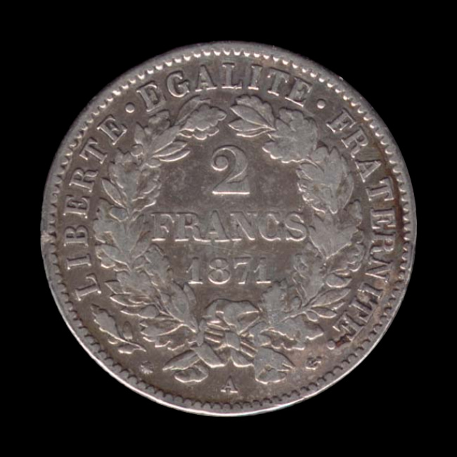 France — Deuxième République — 2 francs Cérès — 1849 — 1851 — revers