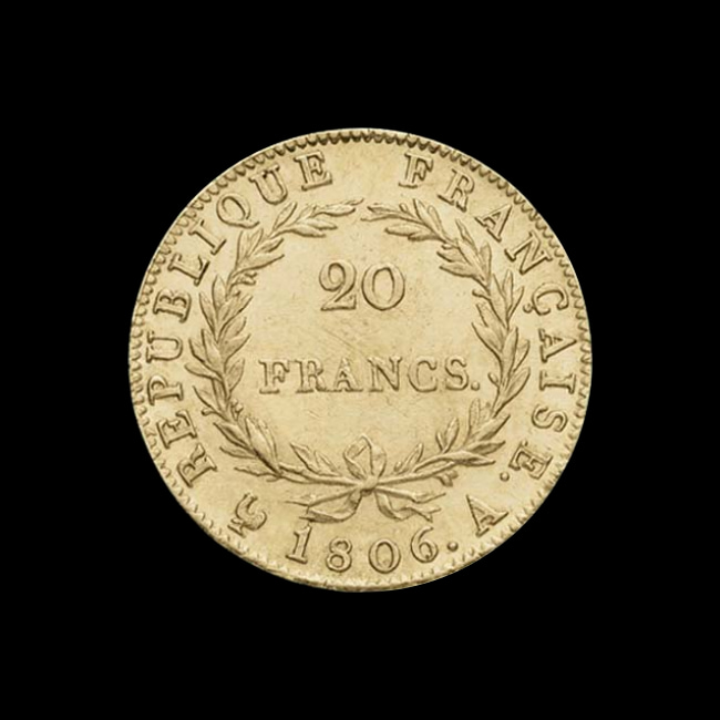 France — 20 Francs — Or — 1806 — Premier Empire — revers